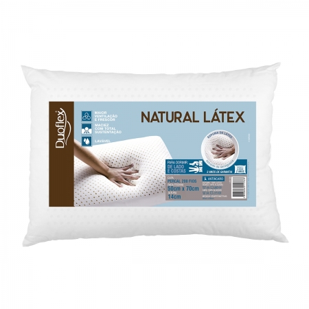 Travesseiro Látex Natural Duoflex Lavável Capa Percal 200 Fios