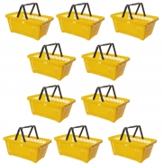 Kit 10 Cestas de Compras para Supermercado 6,5L Amarelo