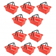 Kit 10 Cestas de compras para supermercado 6,5L Vermelho