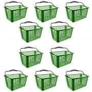 Kit 10 Cestas de Compras para Supermercado 12,5L Verde