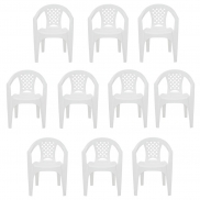 Kit 10 Cadeiras com Braços Iguape Branca Tramontina