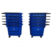 Kit 10 Cestas de Compras para Supermercado Com Rodas 30L Azul
