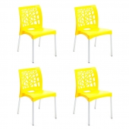 Kit 4 Cadeiras Nature Forte Plástico Amarela