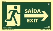 Placa Fotoluminescente Saída/Exit/Seta Para Direta S22D (25x15cm)