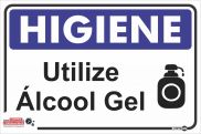 Placa Higiene/Utilize Álcool Gel PS485 (30x20cm)