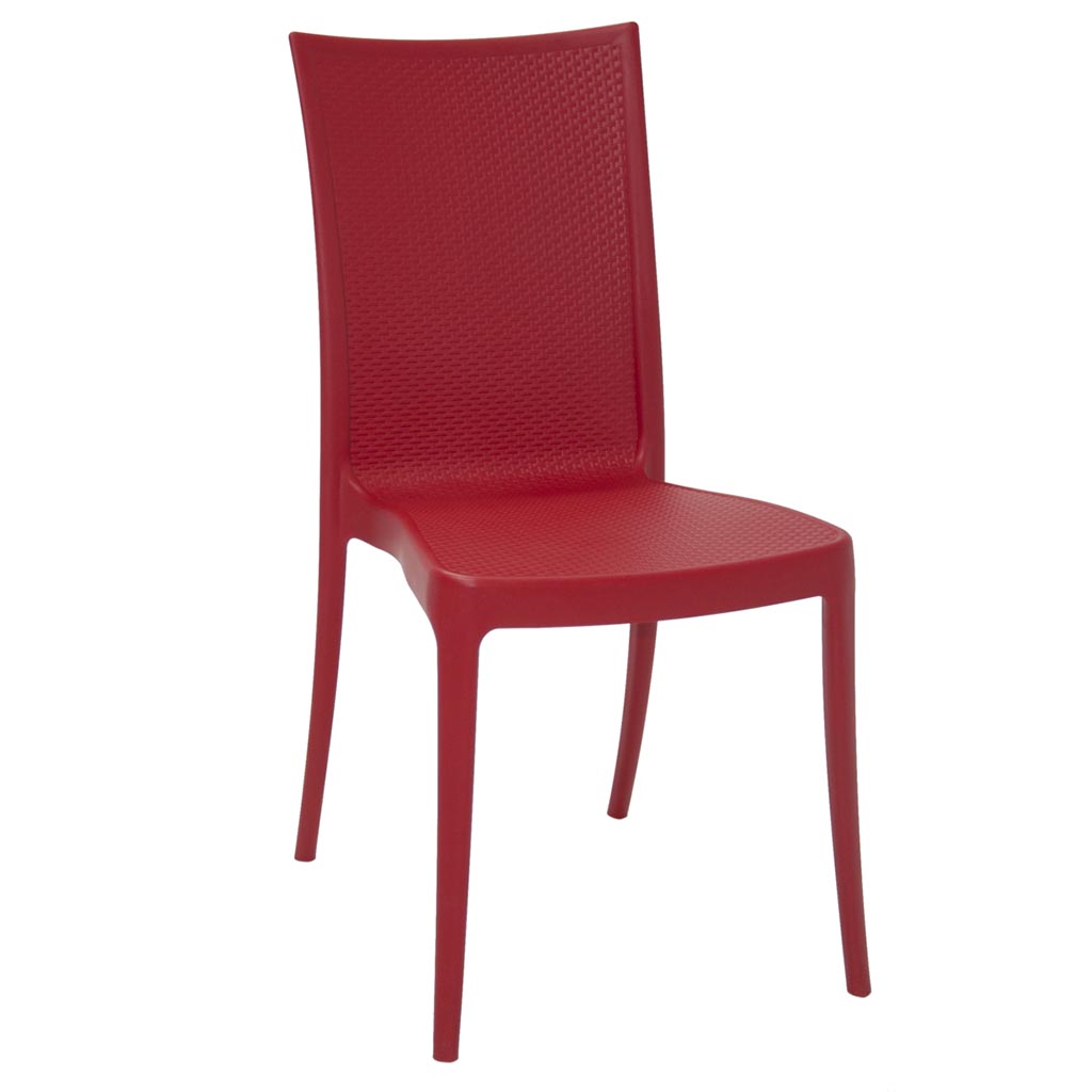 Cadeira S/Braços Polipropileno Tramontina Laura Rattan Vermelha