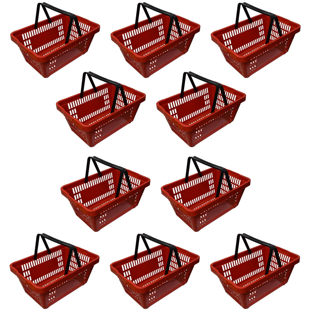 Kit 10 Cestas de Compras para Supermercado 20L vermelho