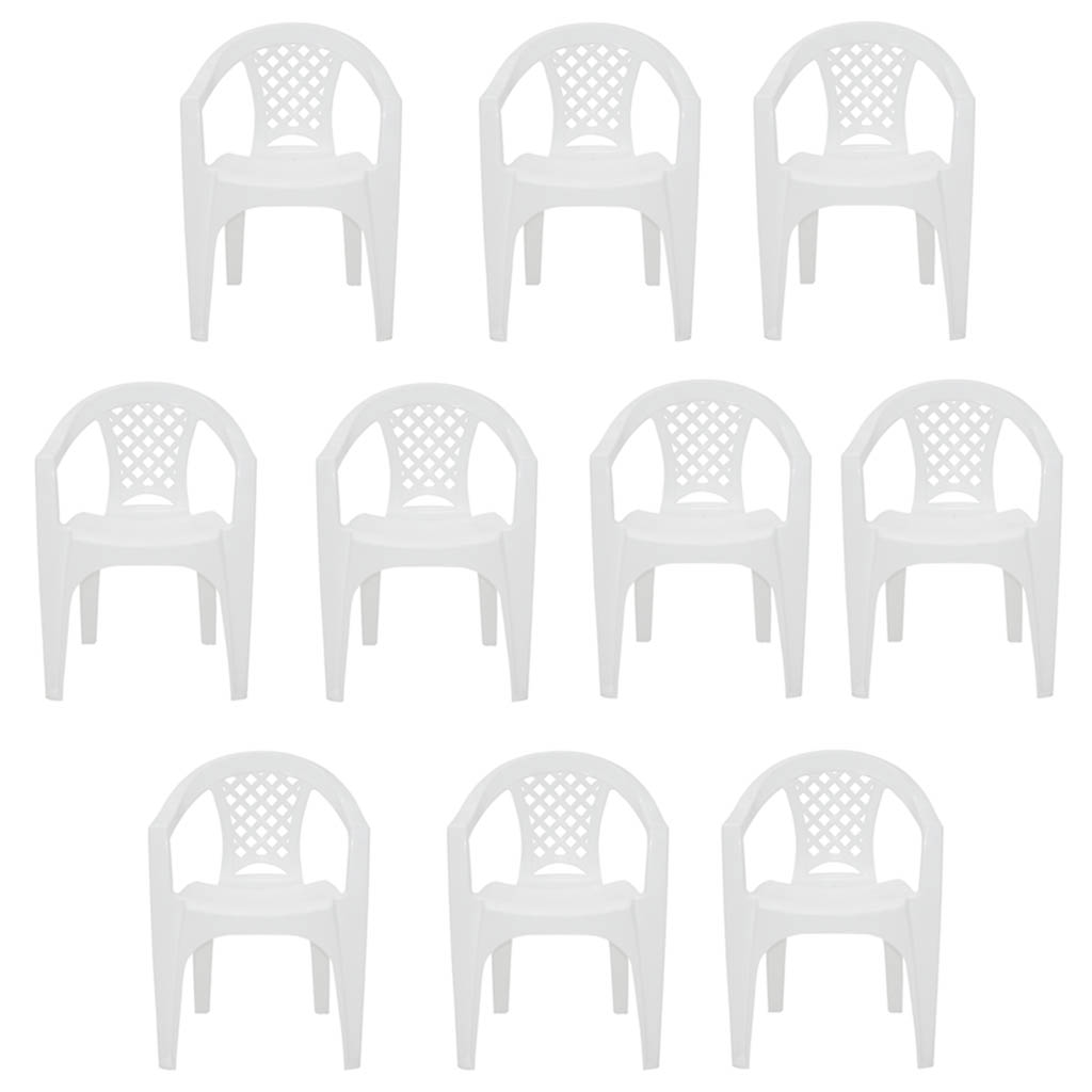 Kit 10 Cadeiras com Braços Iguape Branca Tramontina