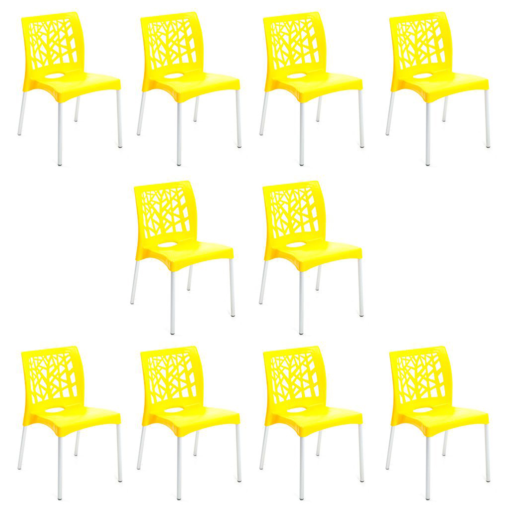 Kit 10 Cadeiras Nature Forte Plástico Amarela