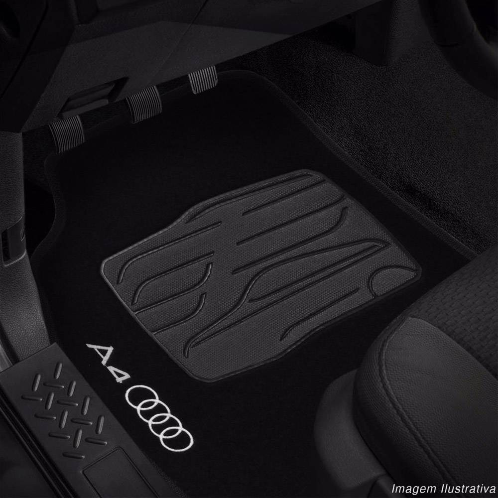 Tapete Carpete Preto Logo Bordado Audi A4 2009 até 2016