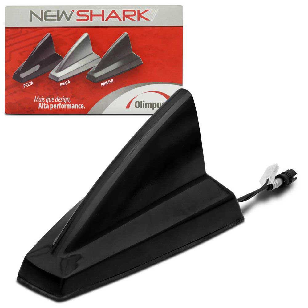 Antena Teto Tubarão New Shark Olimpus Preta Black Piano - Silver Prata - Primer