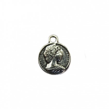 Pingente Medalha Elizabeth II níquel  (01 unid.)- PTN066
