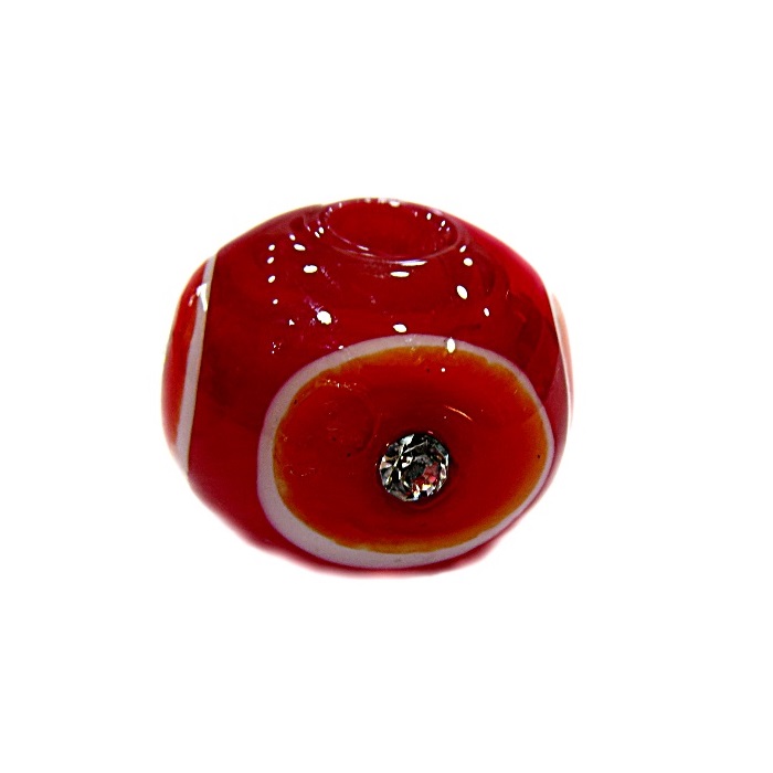 Bola de murano G vermelho c strass- MUD021