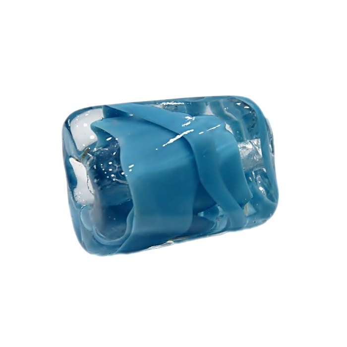 Facetado de murano GG azul turquesa c/ cristal- MU514