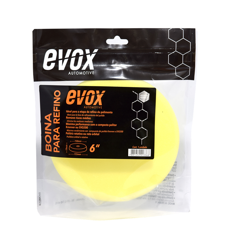 Boina de Espuma Amarela Evox 6 Polegadas - Refino