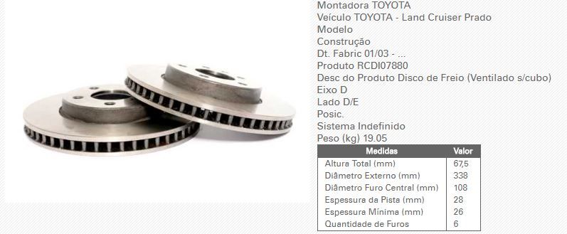 Disco Freio Tras Solido 258Mm - Optra Tds 04/06 - Rcdi07880  - Conexao Brasil Autopeças