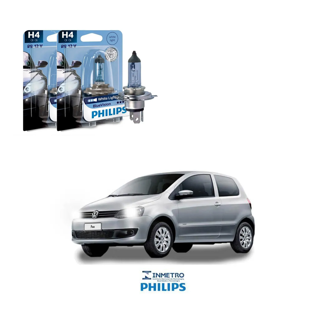 Lâmpadas Farol Volkswagen Fox Philips H4 BlueVision