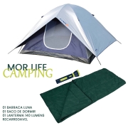 Kit Camping Barraca Luna, Saco de dormir e lanterna recarregável