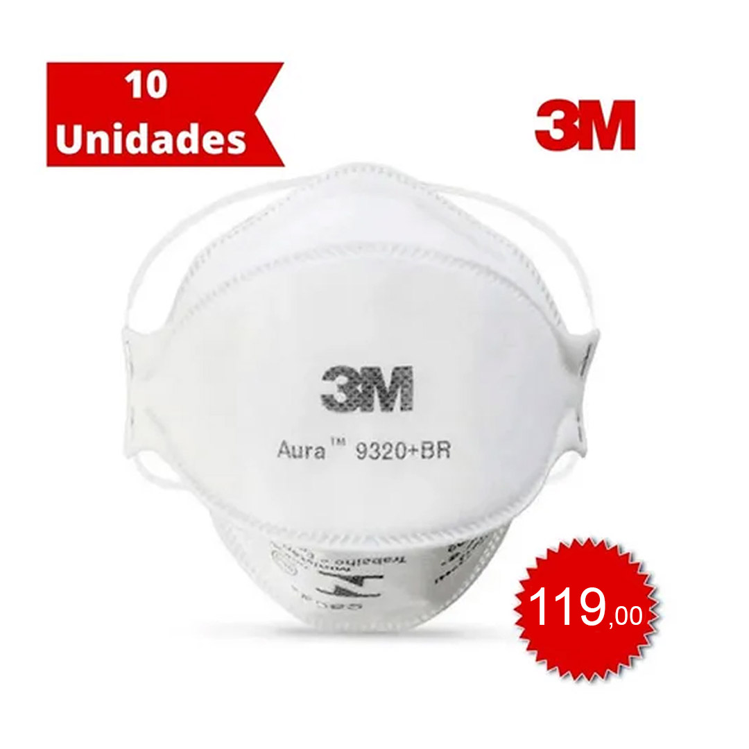KIT 10 Máscaras 3M Proteção Respiratória ( Aura 9320 )  - Pensou Filtros