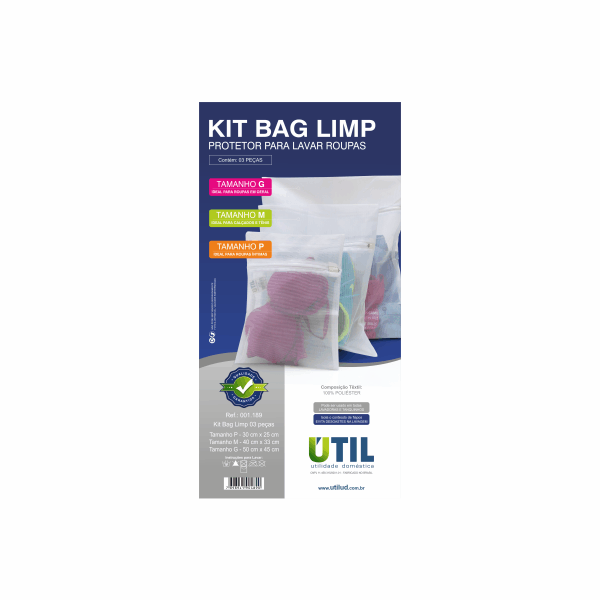 3 Sacos para Lavar Roupas Kit Bag Limp Util - Pensou Filtros