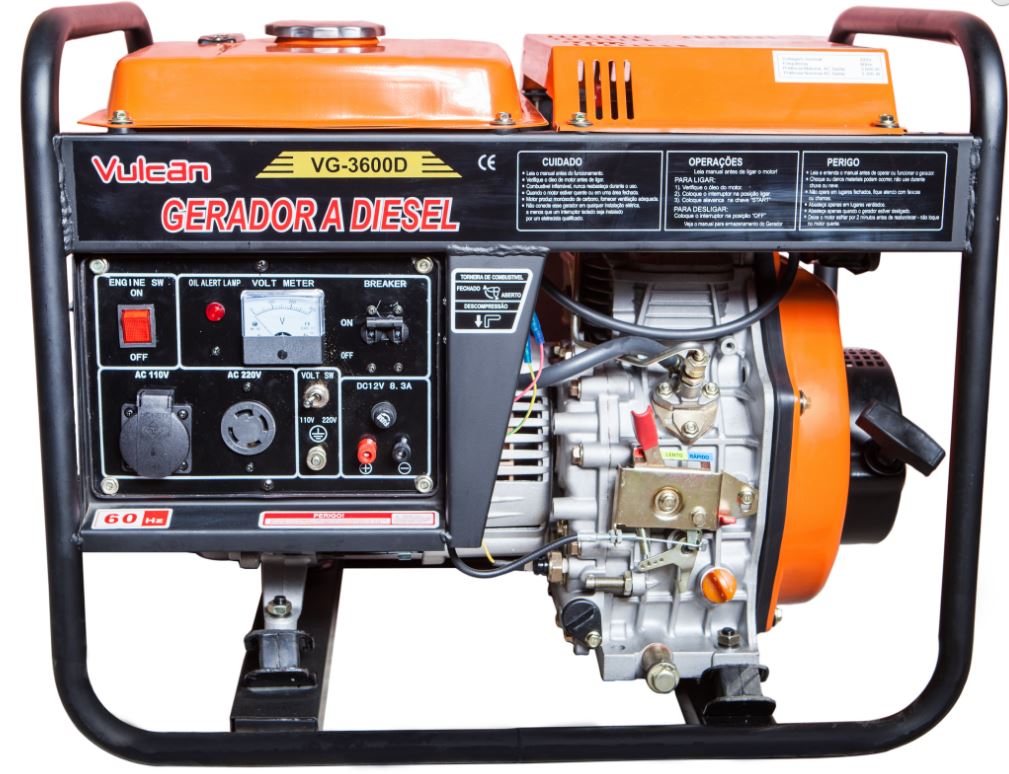 Gerador de Energia a Diesel - Partida Manual - 4.5kVA - VG3600D - Vulcan