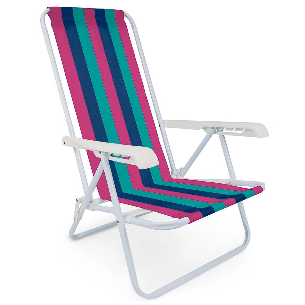 Cadeira Reclinável Summer Fashion Mor - Cor Rosa / Azul Marinho / Verde