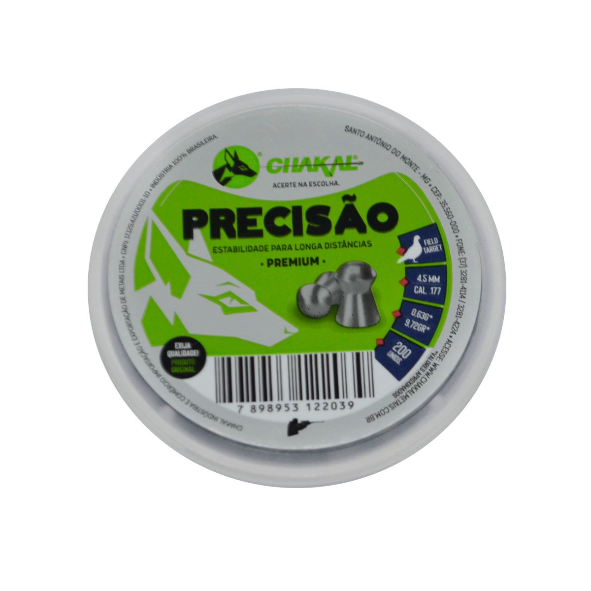 Chumbinho de Pressão Chakal Premium Precisão 4,5mm