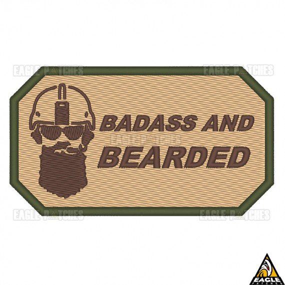Patch Eagle Patches Bordado Badass And Bearded - 5cm