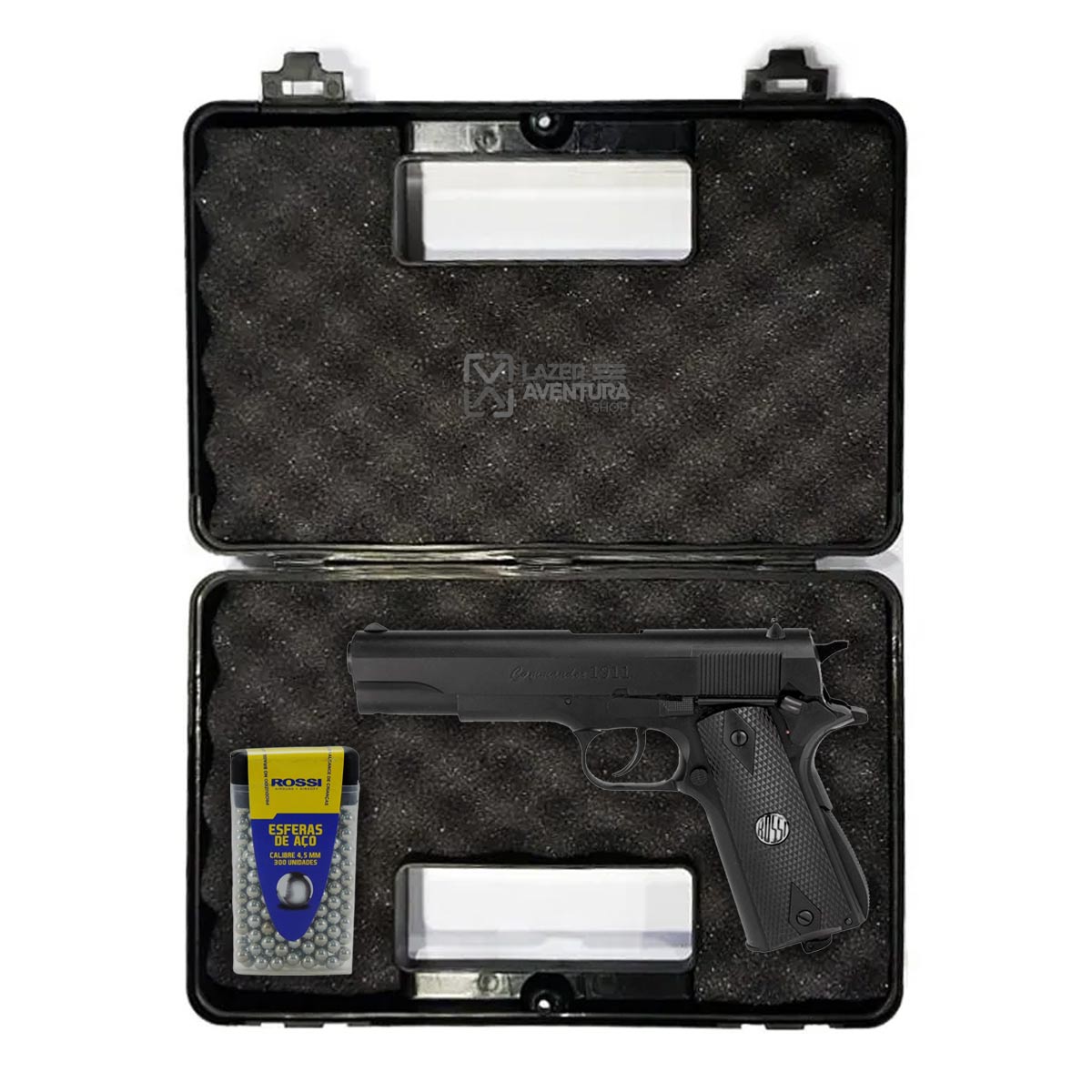 Kit Pistola de Pressão Wingun W125B 4.5mm + Maleta de Airgun + 600 uni. Munição de Aço Rossi 4.5mm