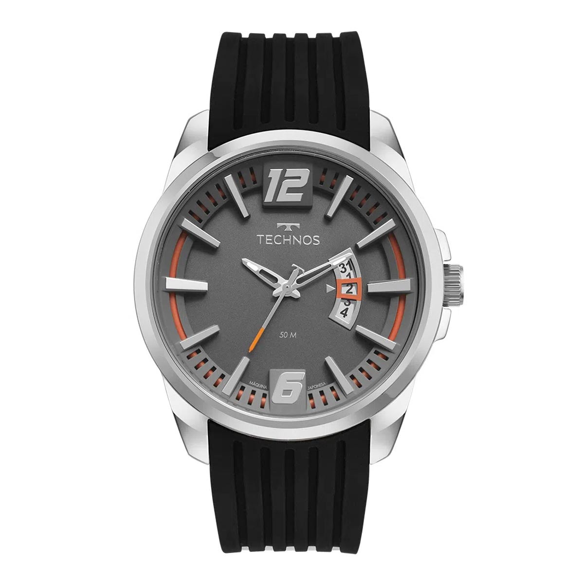 Relógio Technos masculino prata Pulseira de silicone 2117LCTS/2C