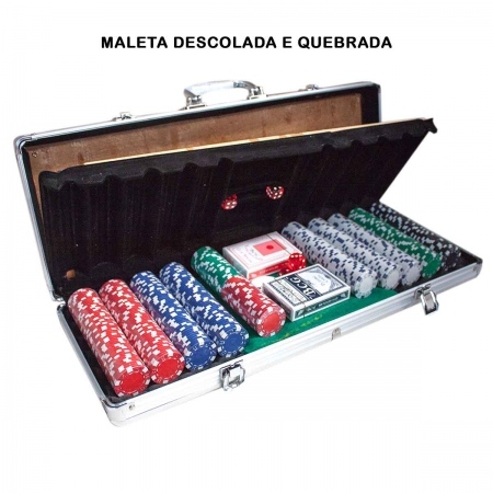 Maleta Poker 500 Fichas Sem Numeração Abs AVARIA