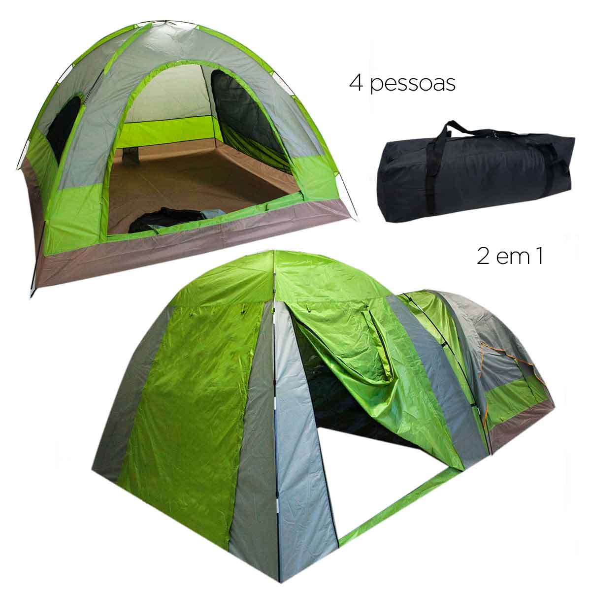 Barraca Camping 4 Pessoas Iglu Tenda Bolsa Acampamento 260cm