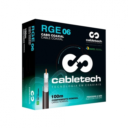 Cabo Coaxial Cabletech RGE-06 60% Preto 100METROS 802216000P0CB11