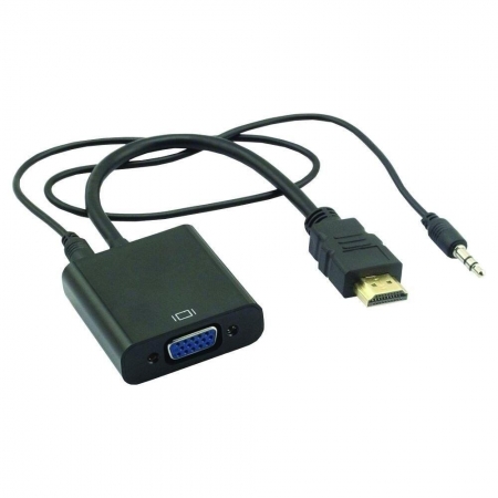 Cabo Conversor HDMI para VGA + Audio Cabo P2 e USB Preto (7898566209622)