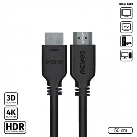 Cabo HDMI 2.0 4K 28AWG Puro Cobre 50 CM - PHM20-05