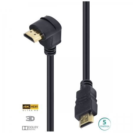 Cabo HDMI 2.0 4K ULTRA HD 3D Conexao ETHERNET com 01 Conector 90O 5 Metros - H2090-5 (7908020904007)