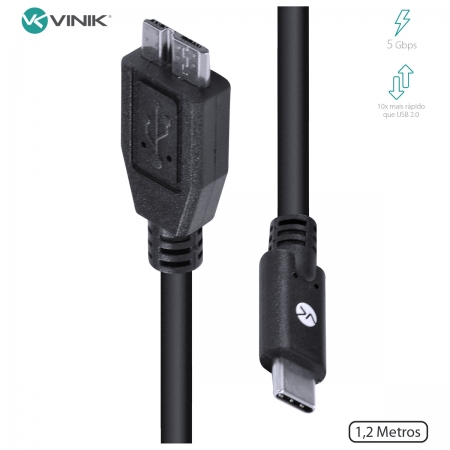 Cabo USB Tipo C X Micro USB B V3.2 GEN1 5GBPS 1.2 Metros - C32MUB-12