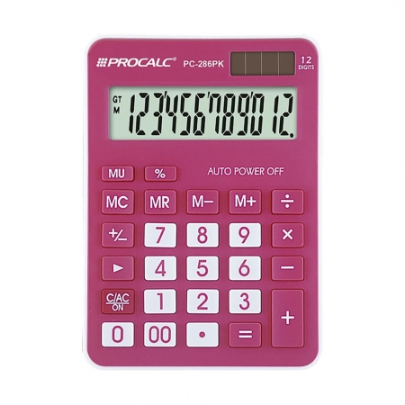 Calculadora de Mesa Procalc PC286 PK 12 Digitos PINK