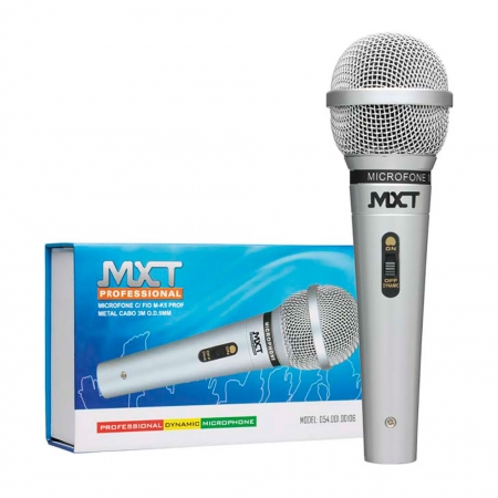 Microfone MXT M-1138 Prata Metal com Fio 3 Metros 541020