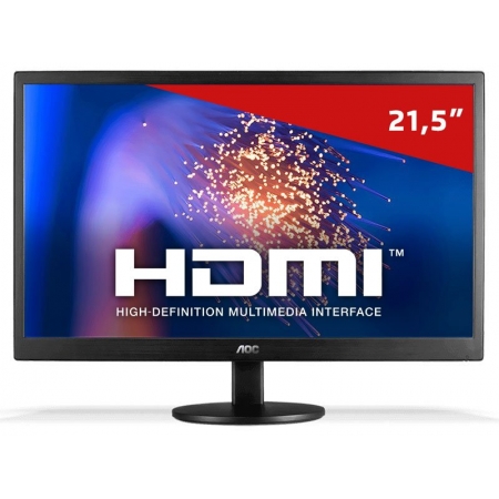 Monitor LED 21.5 AOC E2270SWHEN 21,5 LED FULL HD 1920X1080 Widescreen com VGA e HDMI Preto