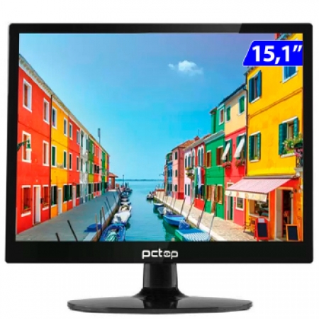 Monitor PCTOP PC1510 15.1P LED 60HZ HDMI VGA - 9036314-01 Preto Bivolt