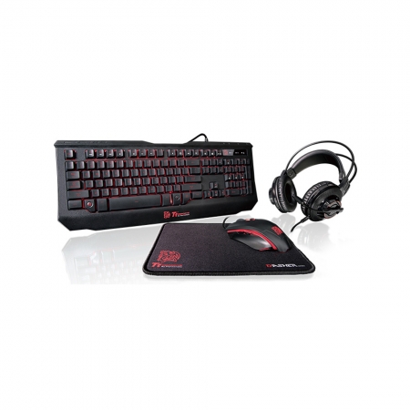 Teclado e Mouse+mousepad+headset TT ESPORTS Gaming KIT KBGCKPLBLPB01