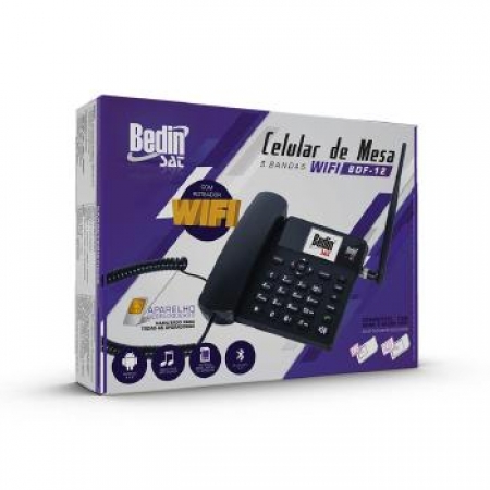 Telefone Celular Rural Fixo de Mesa 3G e Wifi 5 Bandas BDF-12 - 27535