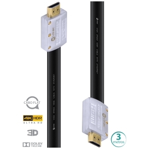 Cabo HDMI 2.0 4K ULTRA HD 3D Conexao ETHERNET FLAT com Conector Desmontavel 3 Metros - H20FL-3