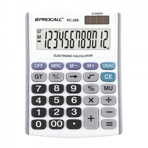 Calculadora de Mesa Procalc PC255 12 Digitos Pilha Branca