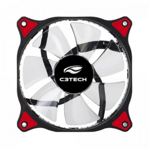 Cooler C3TECH para Gabinete F7-L130RD 3 Pinos 12CM Vermelho com 30LED