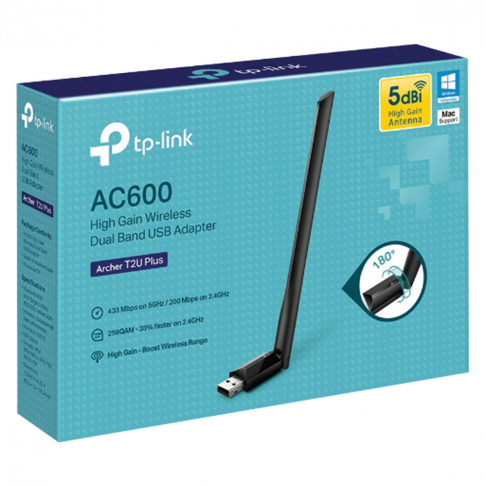 Adaptador TP-LINK ARCHER T2U PLUS AC600 USB Wireless