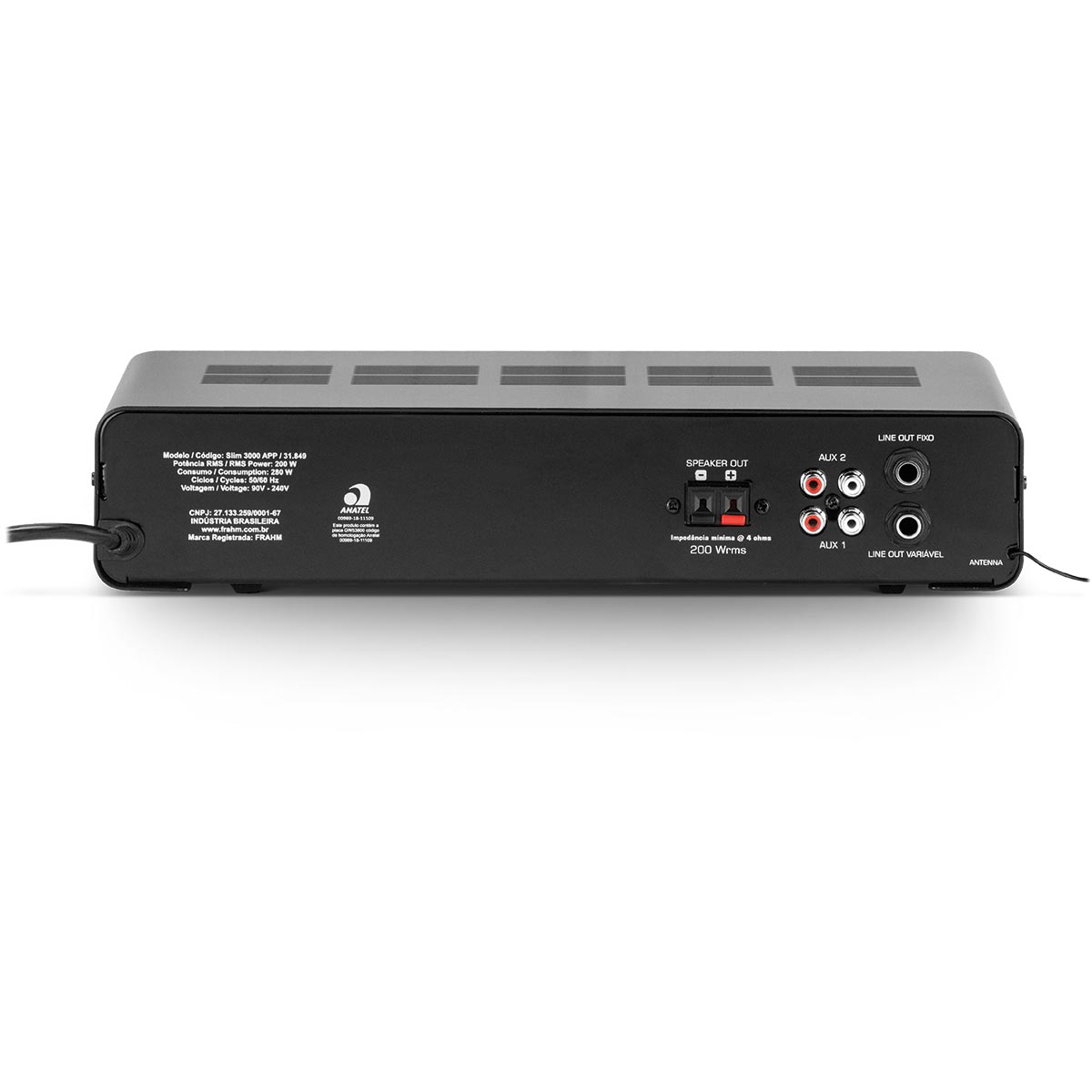 Amplificador SLIM 3000 APP G2 200W USB/SD CARD, FM, Bluetooth Controle Remoto 31849