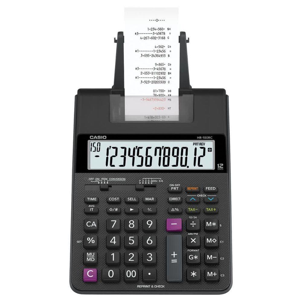 Calculadora com Bobina 2.0 Linha, com 2 Cores Impressao HR-100RC-BK-B-DC Preta