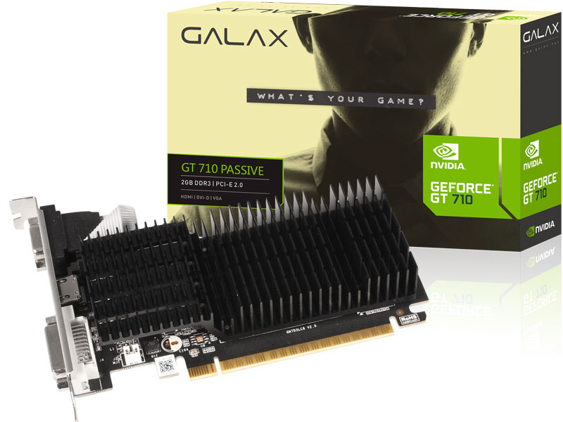 Geforce Galax GT Mainstream Nvidia 71GPF4HI00GX GT 710 2GB DDR3 64BIT 1000MHZ DVI HDMI VGA